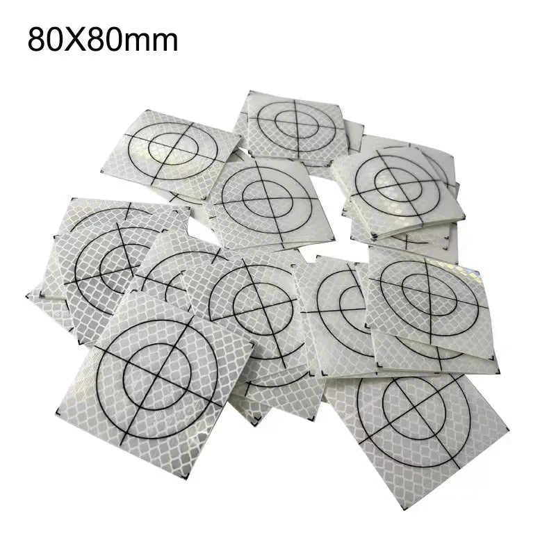 100pcs Size 20 30 40 50 60 80mm Reflector Sheet For Swiss Total Station Survey Geography White Target Sheet Reflective Sticker