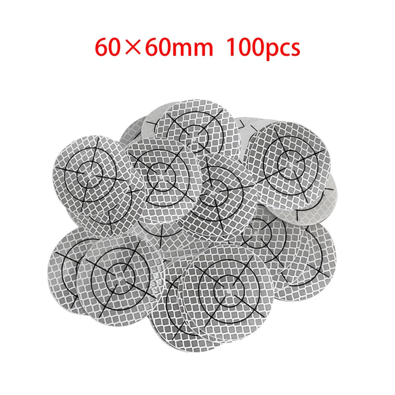 100pcs Size 20 30 40 50 60X60mm White Round Grid Reflector Sheet For Total Station Survey Geography Reflective Sticker