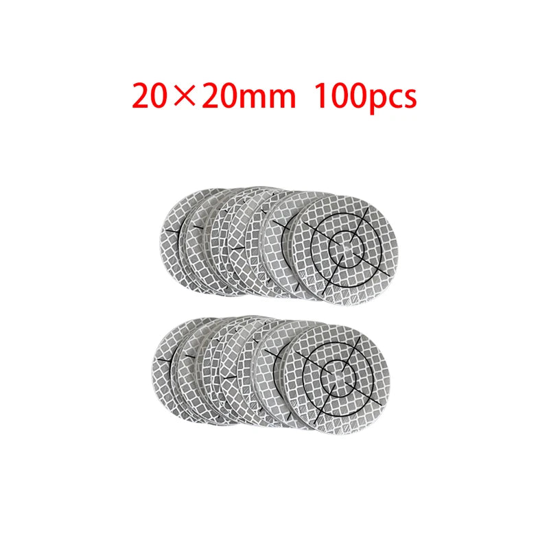 100pcs Size 20 30 40 50 60X60mm White Round Grid Reflector Sheet For Total Station Survey Geography Reflective Sticker