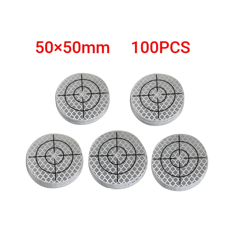 100pcs Size 20 30 40 50 60X60mm White Round Grid Reflector Sheet For Total Station Survey Geography Reflective Sticker