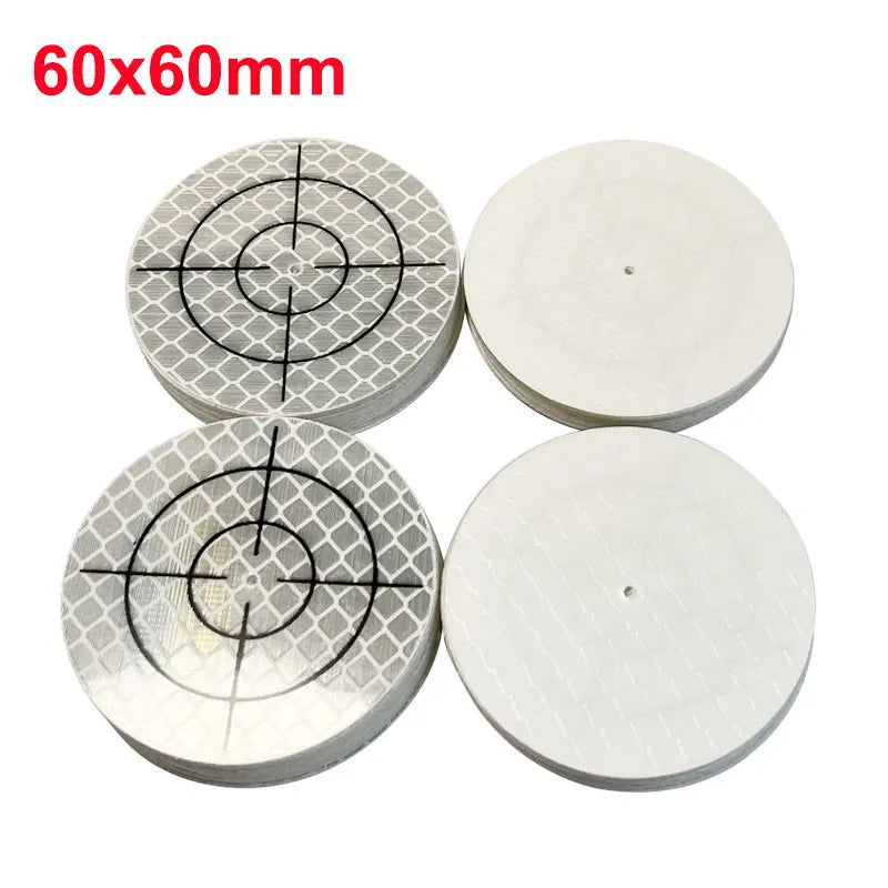 100pcs Size 40x40 60X60mm White Round Grid Reflector Sheet For Total Station Survey Geography Reflective Sticker