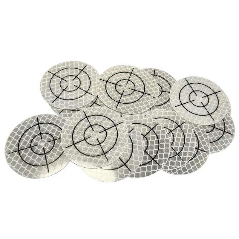 100pcs Size 40x40 60X60mm White Round Grid Reflector Sheet For Total Station Survey Geography Reflective Sticker