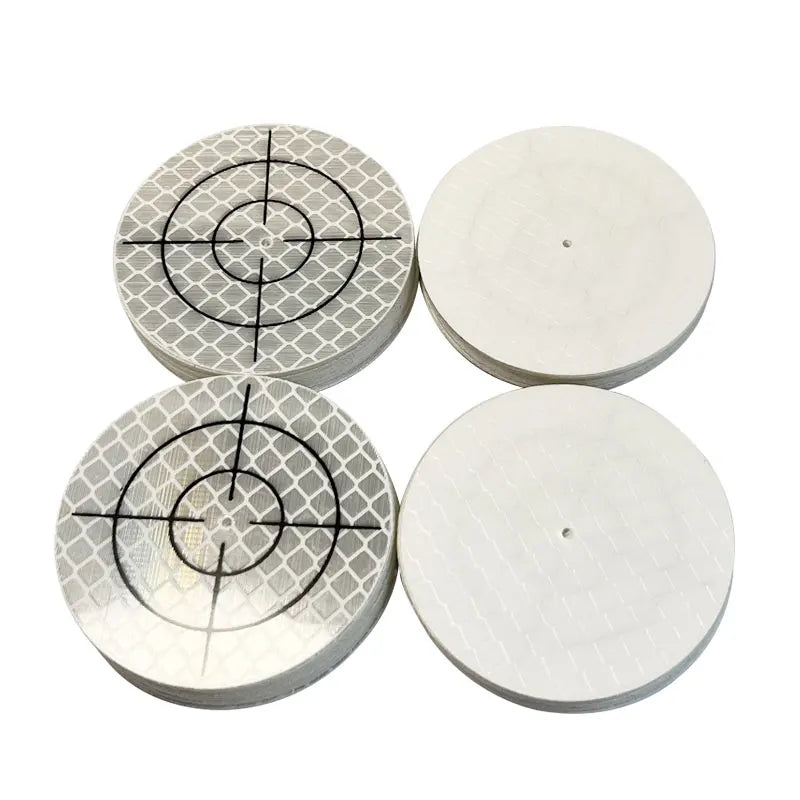 100pcs Size 40x40 60X60mm White Round Grid Reflector Sheet For Total Station Survey Geography Reflective Sticker