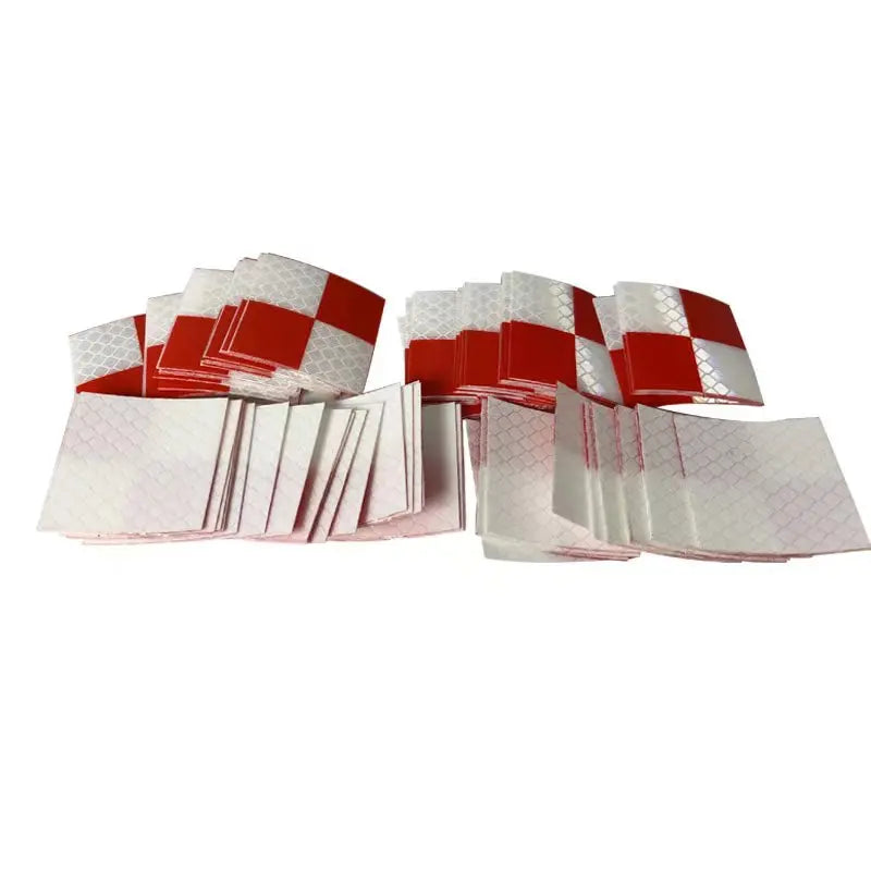 100pcs Size 40x40mm Red and White Grid Reflector Sheet For Total Station Survey Geography Reflective Sticker