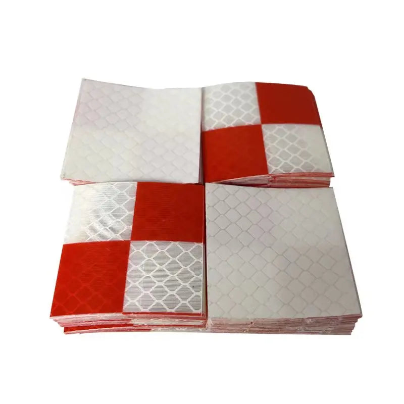 100pcs Size 40x40mm Red and White Grid Reflector Sheet For Total Station Survey Geography Reflective Sticker