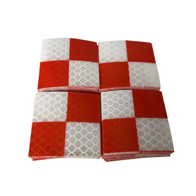 100pcs Size 40x40mm Red and White Grid Reflector Sheet For Total Station Survey Geography Reflective Sticker