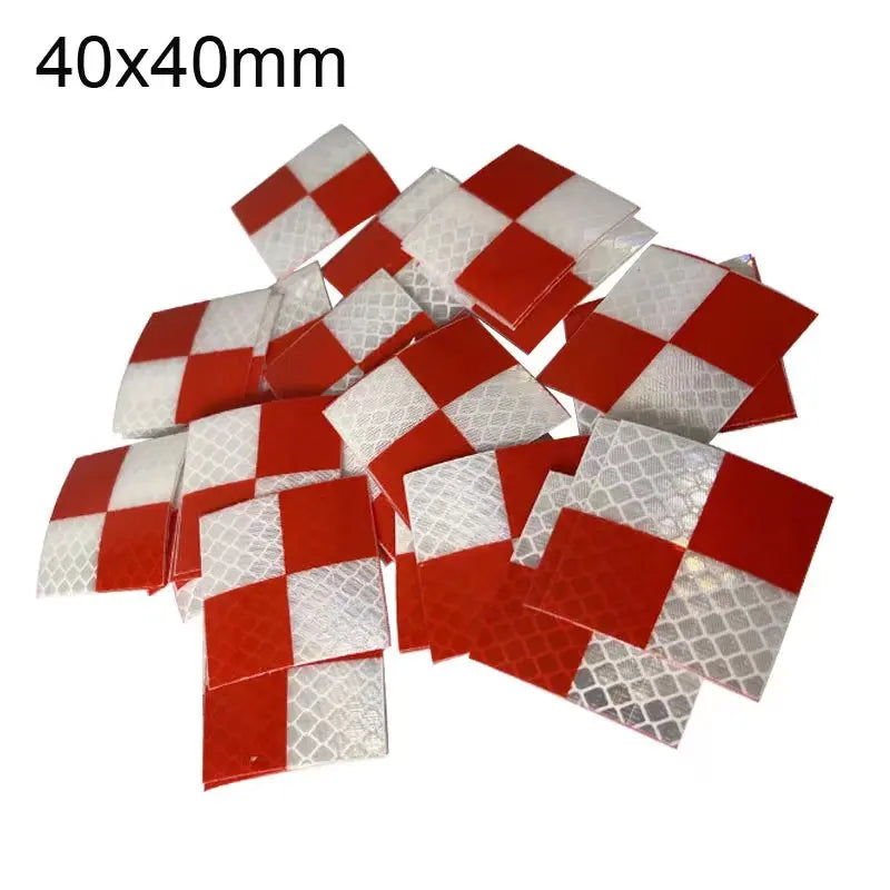 100pcs Size 40x40mm Red and White Grid Reflector Sheet For Total Station Survey Geography Reflective Sticker