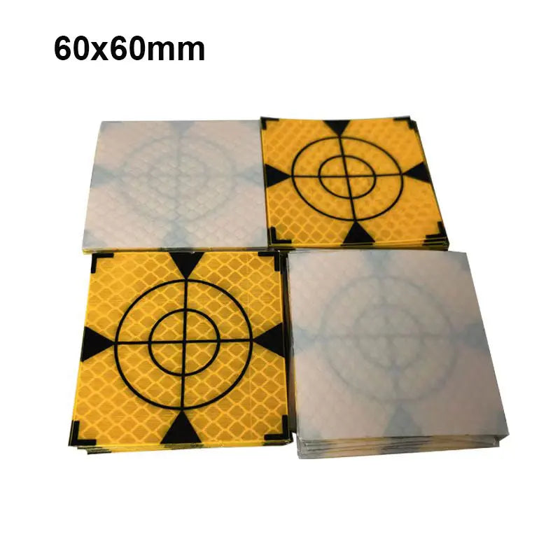 100pcs Size 60mm 20 30 40 50 80 mm Reflector Sheet For Total Station Survey Geography Yellow Triangle Sheet Reflective Sticker