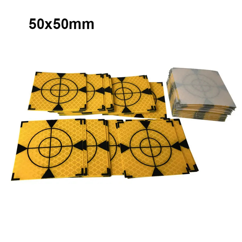 100pcs Size 60mm 20 30 40 50 80 mm Reflector Sheet For Total Station Survey Geography Yellow Triangle Sheet Reflective Sticker