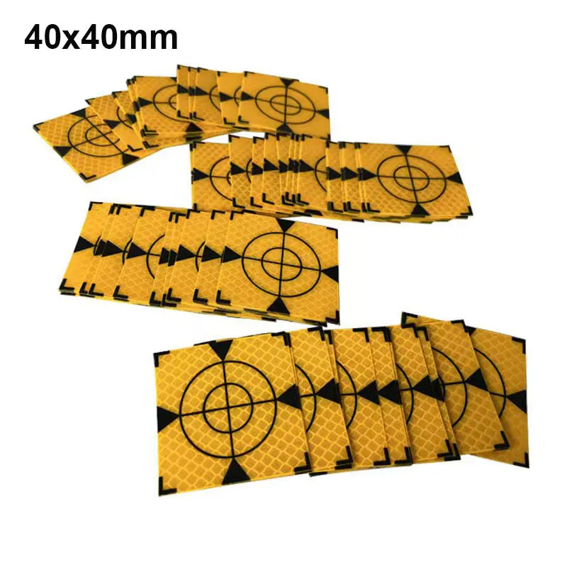 100pcs Size 60mm 20 30 40 50 80 mm Reflector Sheet For Total Station Survey Geography Yellow Triangle Sheet Reflective Sticker