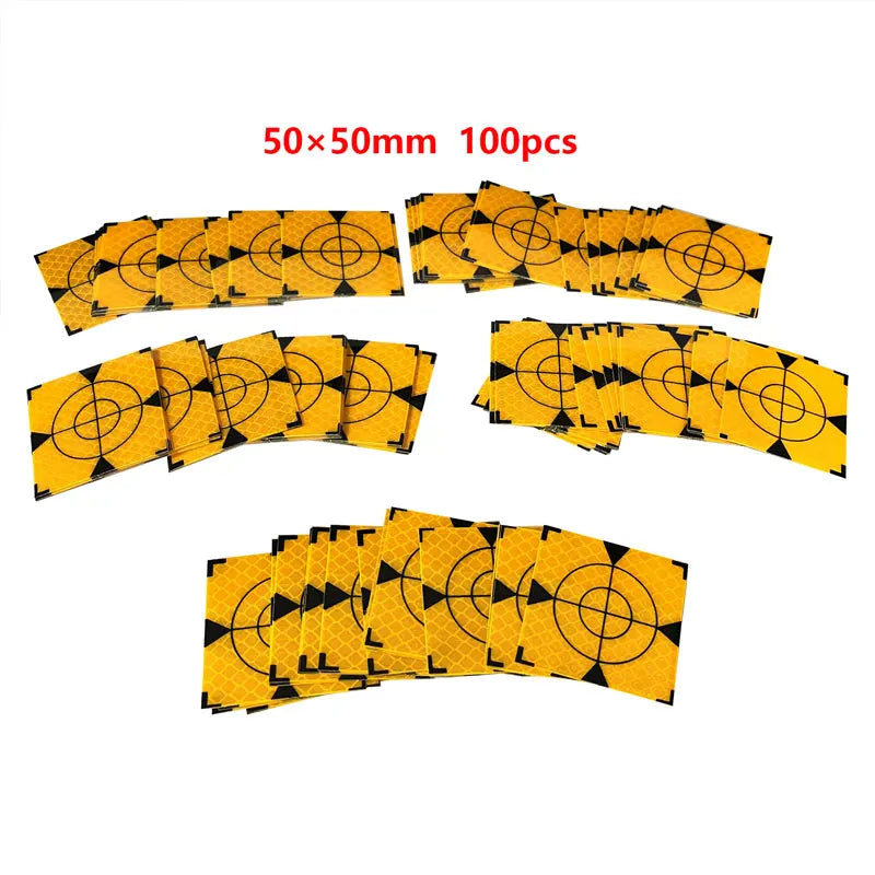 100pcs Size 60x60 20 30 40 50mm Reflector Sheet For Total Station Survey Geography Yellow Triangle Reflective Sticker