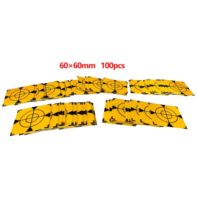 100pcs Size 60x60 20 30 40 50mm Reflector Sheet For Total Station Survey Geography Yellow Triangle Reflective Sticker