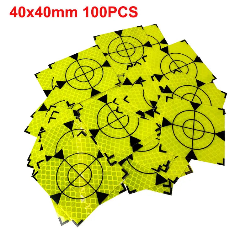 100pcs Size 60x60mm 20 30 40 50 Reflector Sheet For Total Station Survey Geography Fluorescent Green Triangle Reflective Sticker