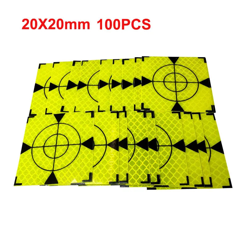 100pcs Size 60x60mm 20 30 40 50 Reflector Sheet For Total Station Survey Geography Fluorescent Green Triangle Reflective Sticker