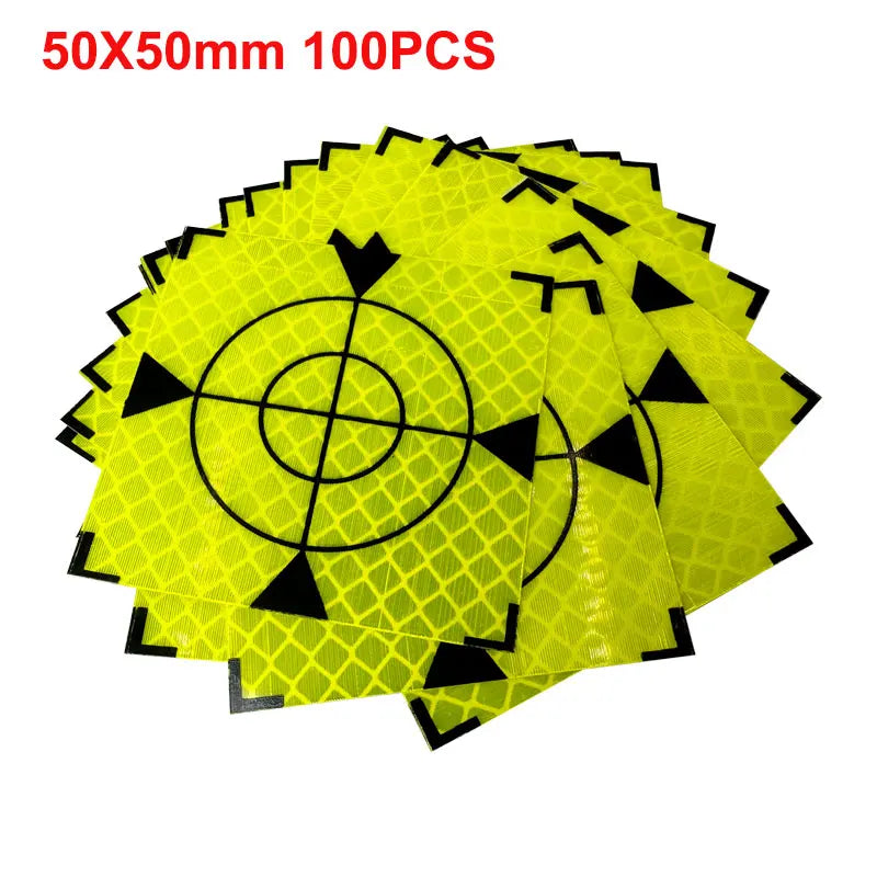 100pcs Size 60x60mm 20 30 40 50 Reflector Sheet For Total Station Survey Geography Fluorescent Green Triangle Reflective Sticker