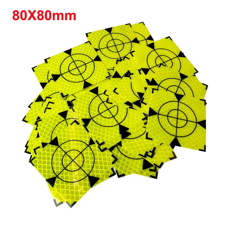 100pcs Size 80x80mm 100x100mm Reflector Sheet For Total Station Survey Geography Fluorescent Green Triangle Reflective Sticker