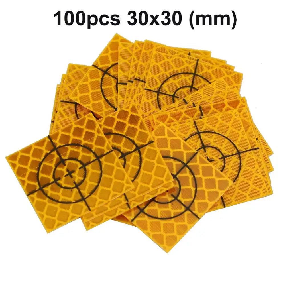 100pcs YELLOW ( orange ) Reflector Sheet Reflective Tape Target Total Station 20/30/40/50/60mm   Retro Reflective Target