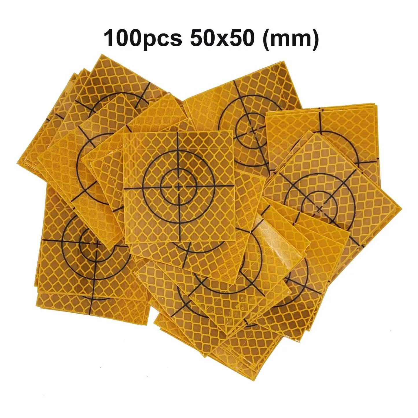 100pcs YELLOW ( orange ) Reflector Sheet Reflective Tape Target Total Station 20/30/40/50/60mm   Retro Reflective Target