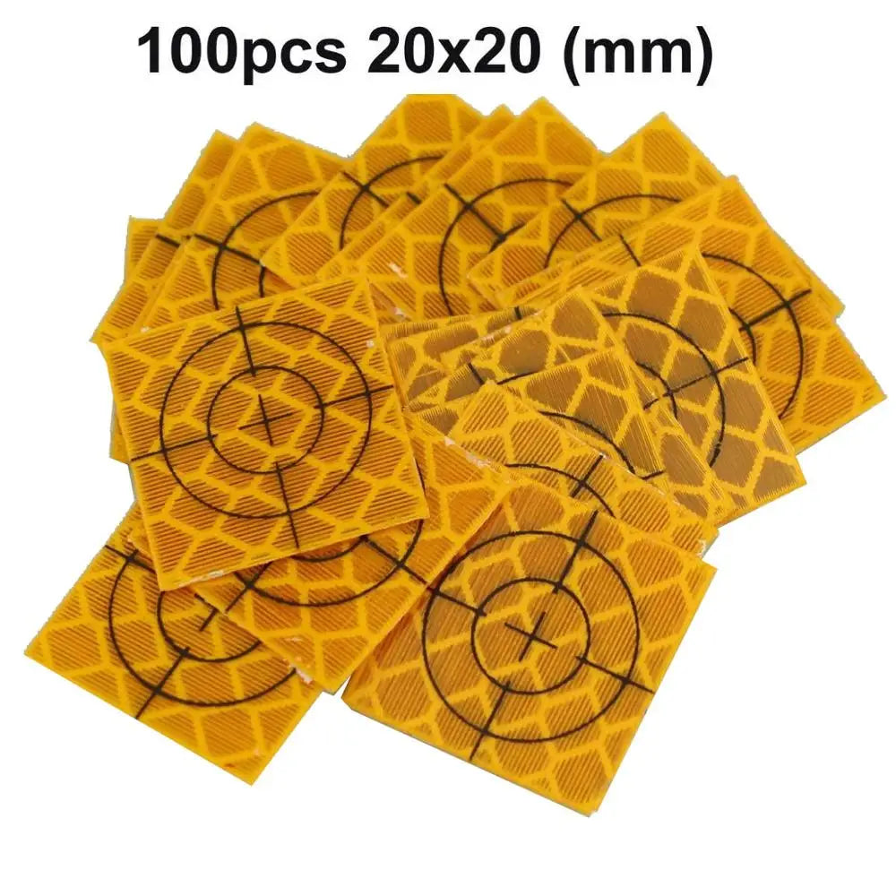 100pcs YELLOW ( orange ) Reflector Sheet Reflective Tape Target Total Station 20/30/40/50/60mm   Retro Reflective Target