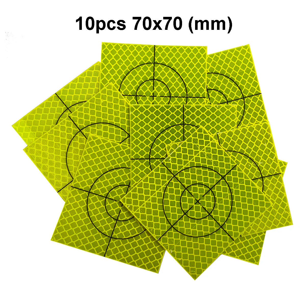 10pcs Fluorescent yellow-green Reflector Sheet 70 x 70 mm ( 70x70 ) Reflective tape target for  total station Self-adhesive