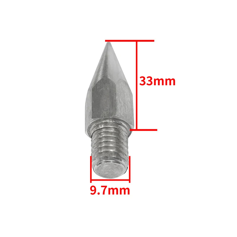 10pcs M10 GPS Pole Tip Sharp Point Stainless Steel Replacement Tip Diameter 9.7mm Surveying Prism Pole Rod Point Length 33mm