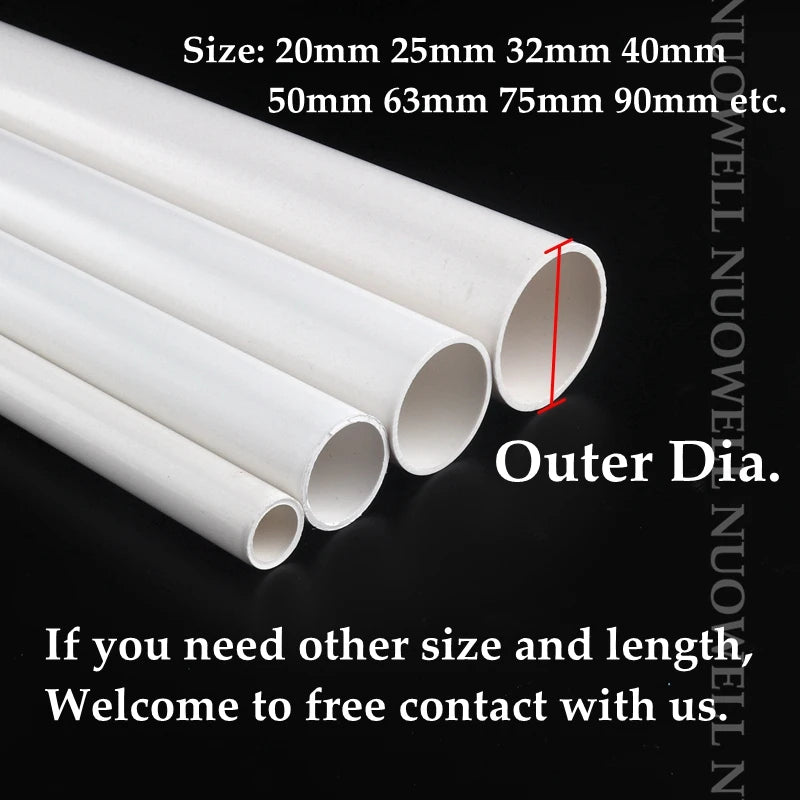 1pc O.D 20~32mm PVC Pipe Aquarium Fish Tank Water Supply PVC Tube Garden Irrigation Watering Fittings Planting Frame 50CM Long