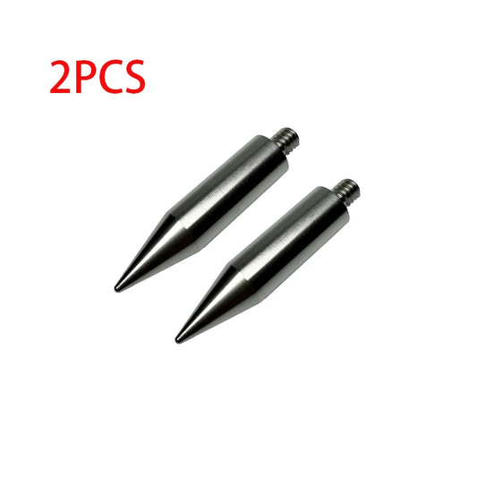 2pcs Reliable Quality Replacement 50MM Length Mini Pole Point Tip For Mini Prism 1/4" Thread Stainless Steel