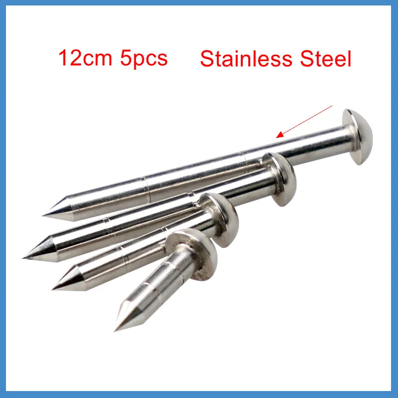 5pcs/Set 5/7/8/10/12cm Dot Surveying Steel Nails Survey Marker Measuring Nails Boundary Mark Survey Stakes stainless steel