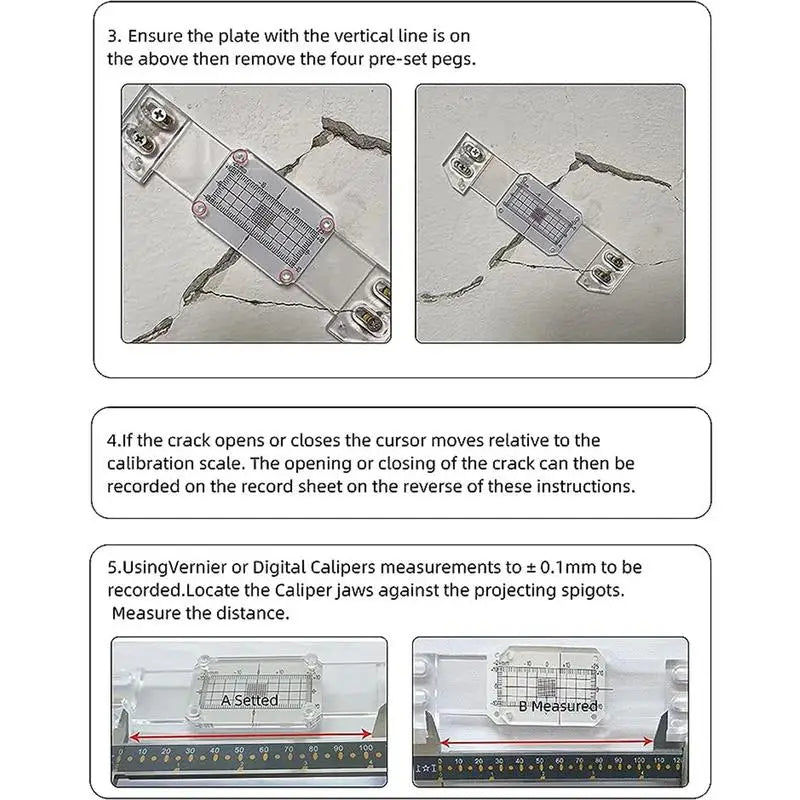 Crack Monitoring Gauge Tell-Tale Crack Monitoring Device Standard Tell Tale Record Precision Gauges Acrylic Measuring Instrument