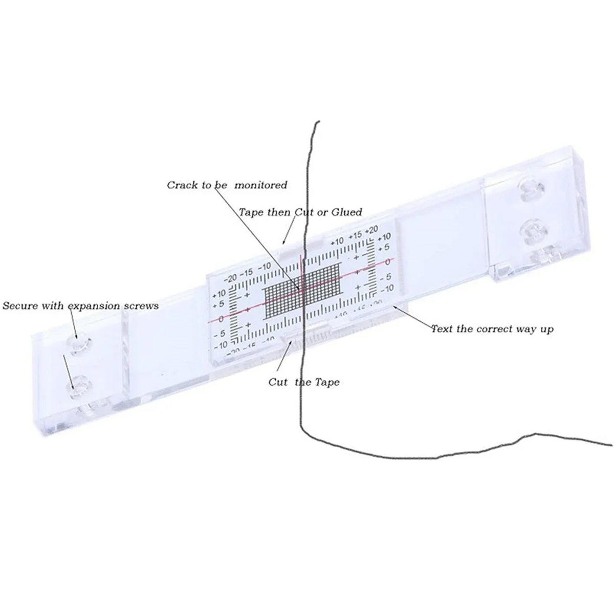 Crack Monitoring Record, 3Pcs Crack Measurement Tool, Crack Width Gauge, Clear Acrylic Corner Crack Comparison Caliper