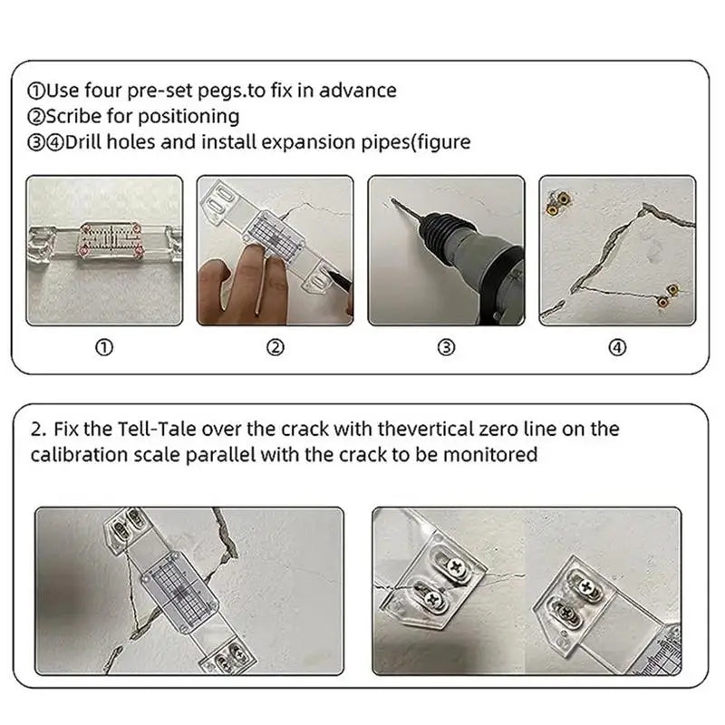 Cracks Monitoring Gauge Tell-Tale CrackMonitoring Device Precision Measuring Instrument Detect Standard Cracks In Building Walls