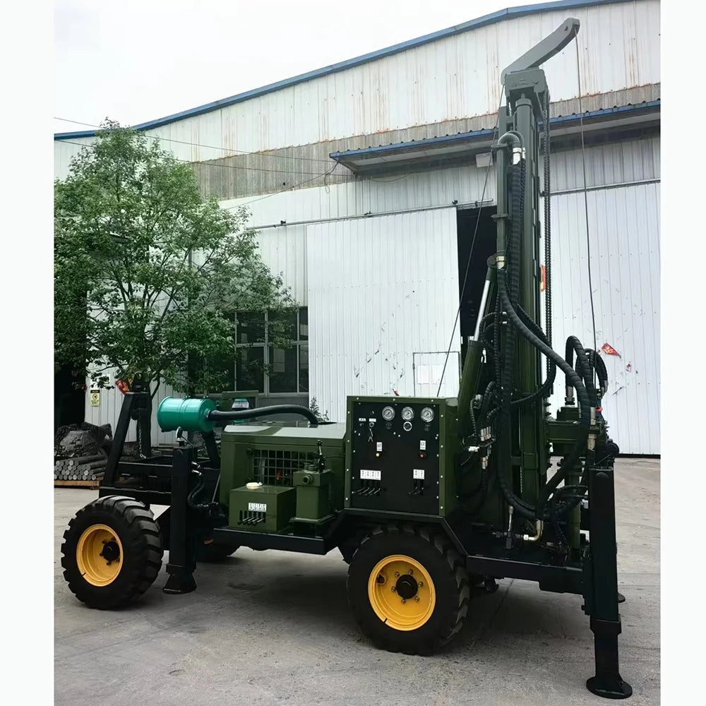 200m trailer mounted diesel portable water well drilling rig borehole drilling machines with hydraulic legs and tower