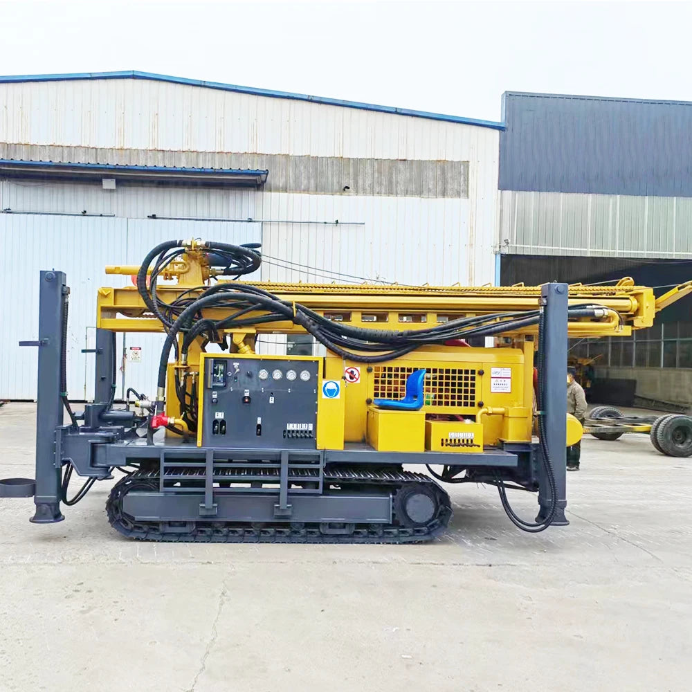 hydraulic crawler 600m 500m 400m 300m 200m 100m borehole drill rig pneumatic deepwell drilling machine