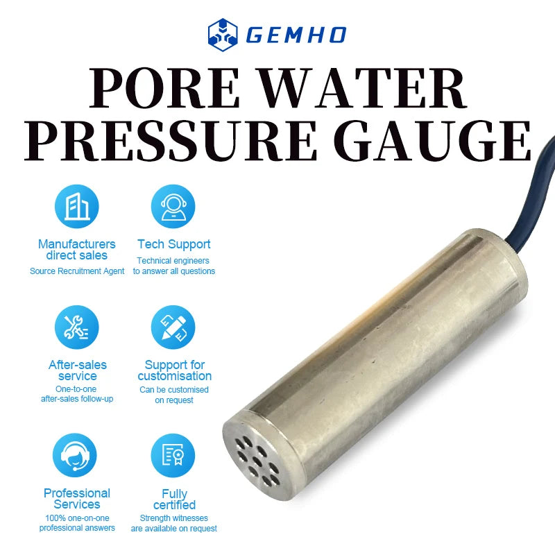 Gemho Engineering Project portable Use VW Piezometer Vibrating String Pore Water Pressure Gauge