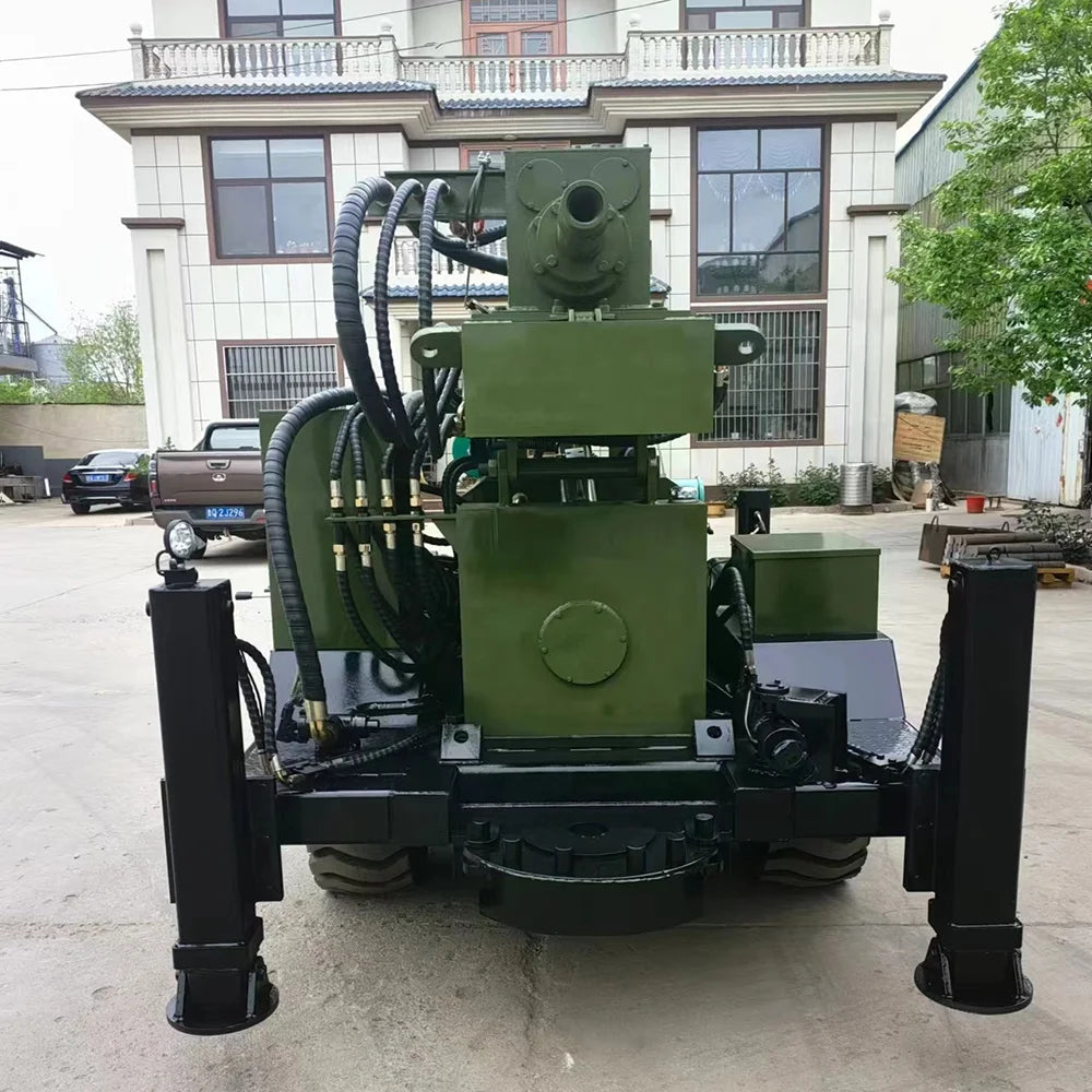 200m trailer mounted diesel portable water well drilling rig borehole drilling machines with hydraulic legs and tower