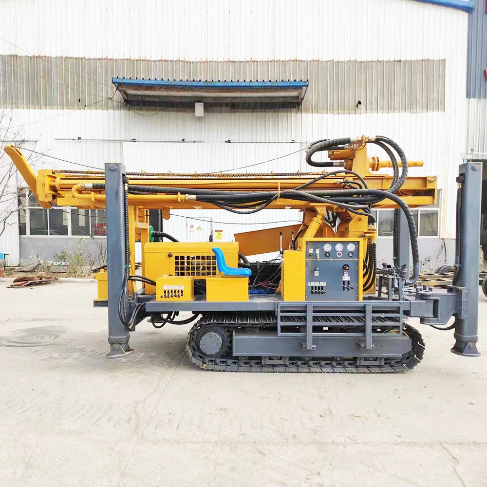 hydraulic crawler 600m 500m 400m 300m 200m 100m borehole drill rig pneumatic deepwell drilling machine