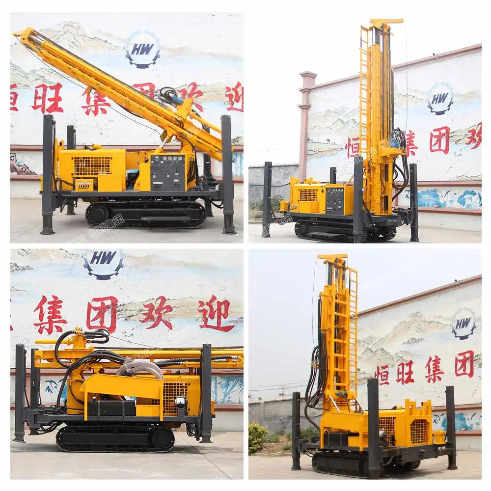 hydraulic crawler 600m 500m 400m 300m 200m 100m borehole pneumatic deep well drilling machine inbuilt air compressor