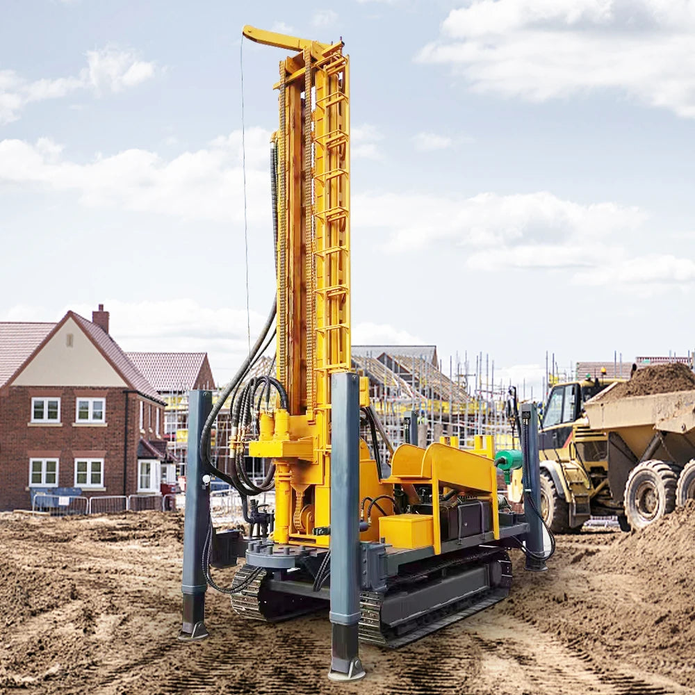 hydraulic crawler 600m 500m 400m 300m 200m 100m borehole drill rig pneumatic deepwell drilling machine