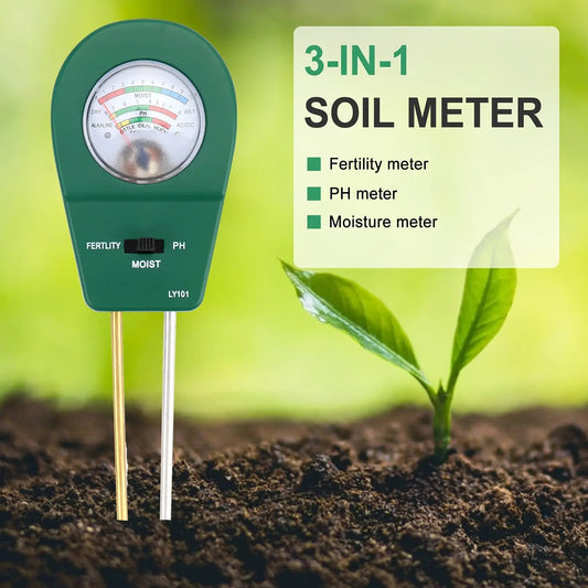 LY101 3 In 1 Soil Moisture Fertility PH Detector Soil PH Meter Hygrometer Soil Analyzer Planting Greenhouse Flower Beds Garden