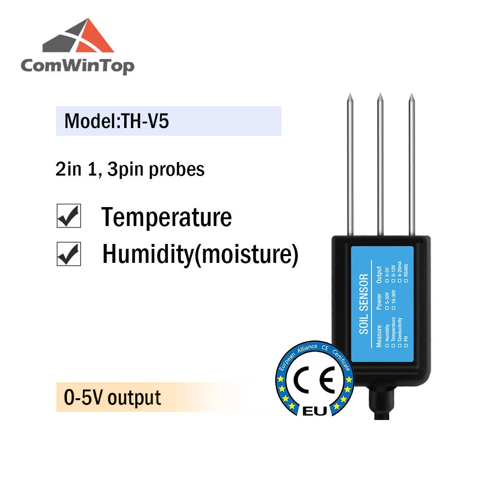 Measure Soil Moisture Temperature Humidity EC PH  NPK 4-20mA 0-5V RS485 Modbus Soil Sensor