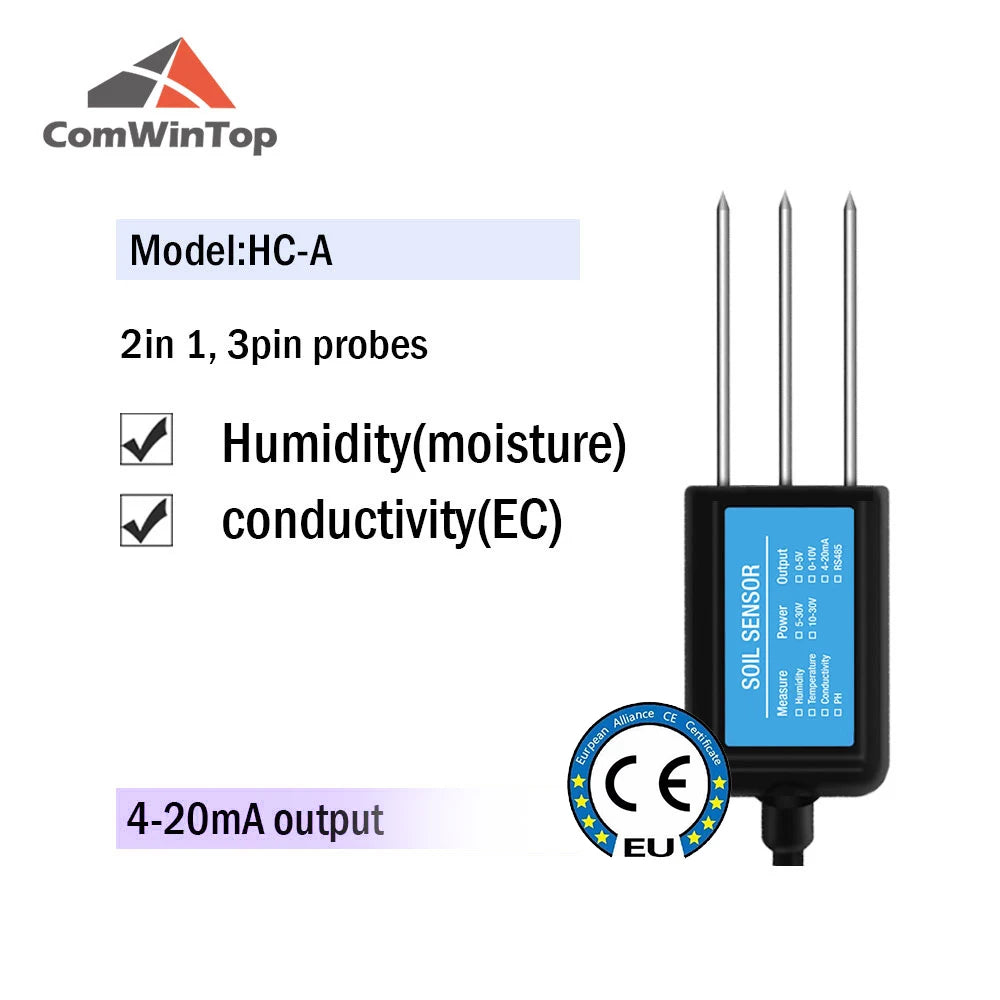 Measure Soil Moisture Temperature Humidity EC PH  NPK 4-20mA 0-5V RS485 Modbus Soil Sensor