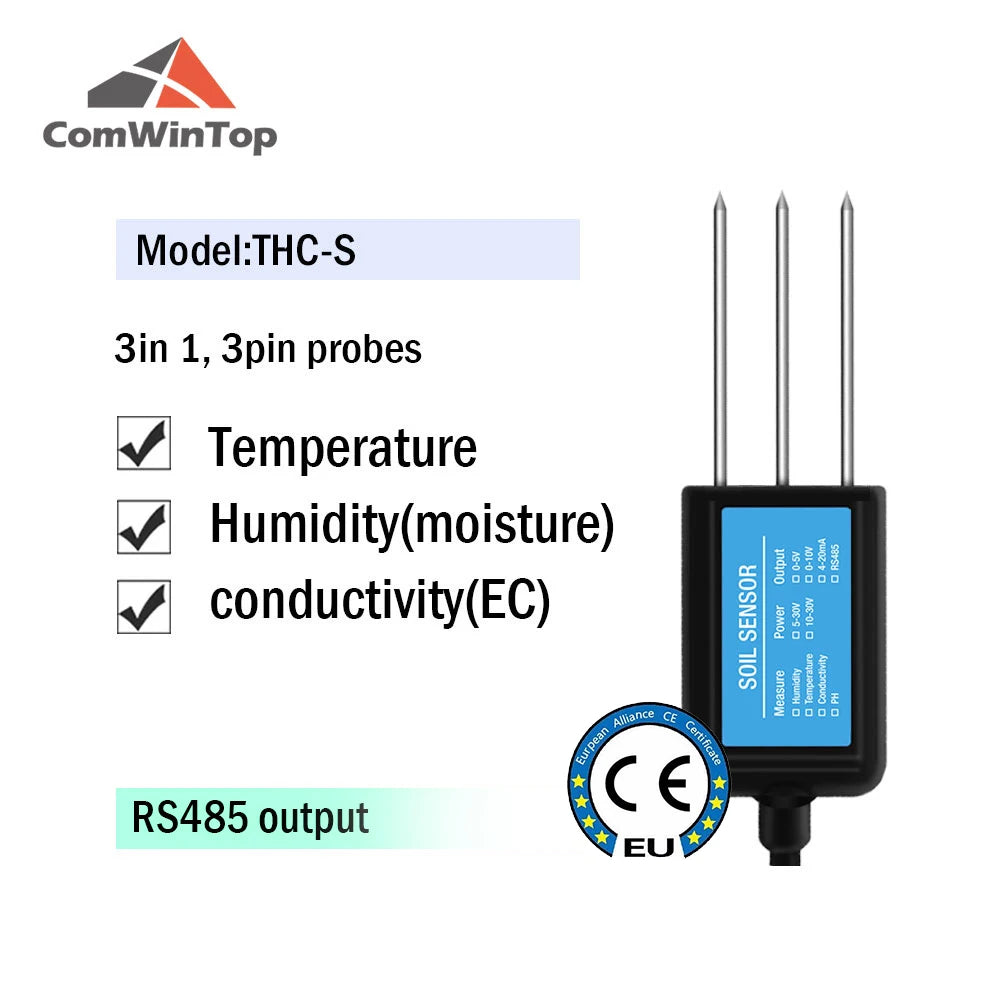 Measure Soil Moisture Temperature Humidity EC PH  NPK 4-20mA 0-5V RS485 Modbus Soil Sensor