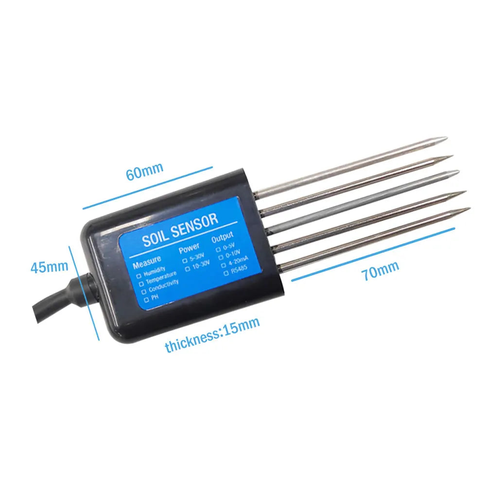 Measure Soil Moisture Temperature Humidity EC PH  NPK 4-20mA 0-5V RS485 Modbus Soil Sensor