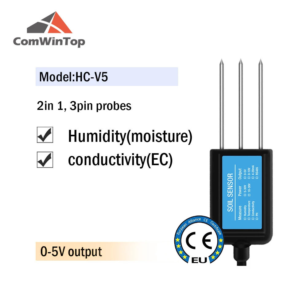 Measure Soil Moisture Temperature Humidity EC PH  NPK 4-20mA 0-5V RS485 Modbus Soil Sensor