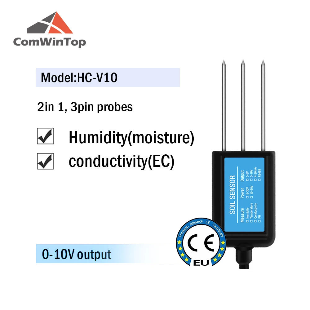 Measure Soil Moisture Temperature Humidity EC PH  NPK 4-20mA 0-5V RS485 Modbus Soil Sensor