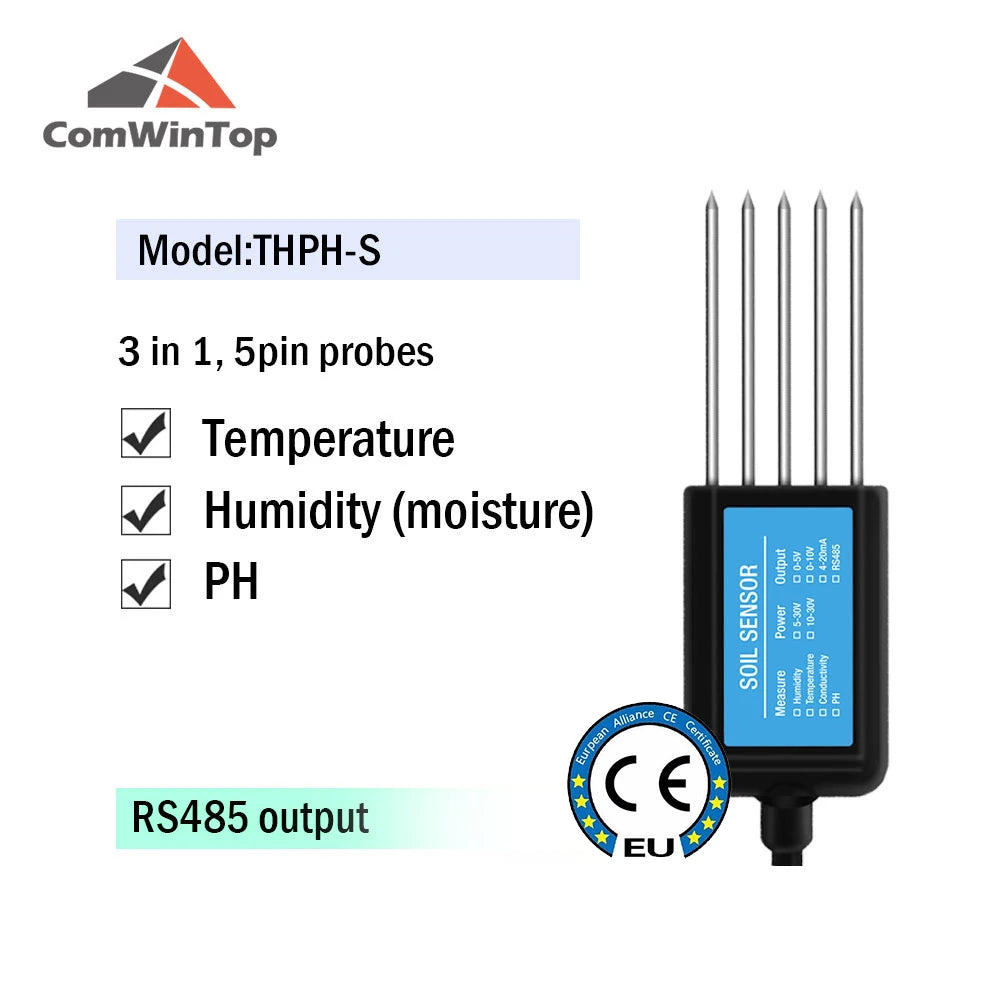 Measure Soil Moisture Temperature Humidity EC PH  NPK 4-20mA 0-5V RS485 Modbus Soil Sensor