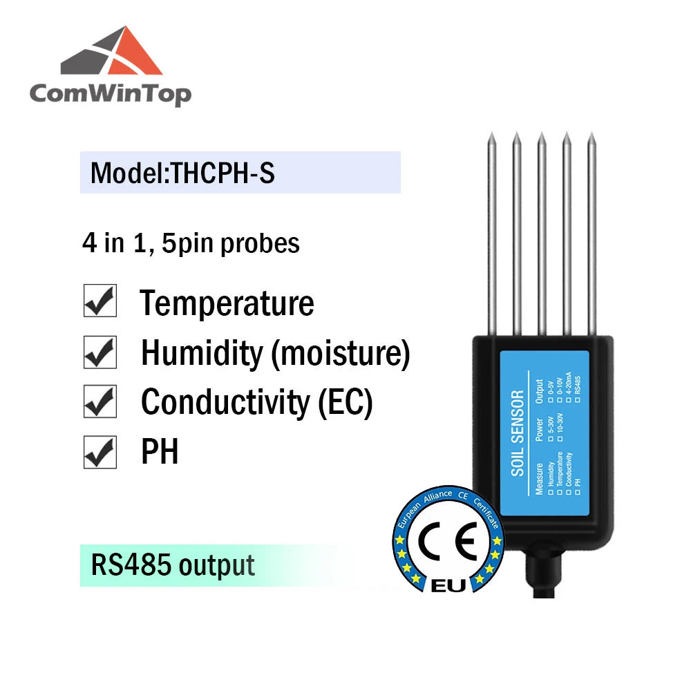 Measure Soil Moisture Temperature Humidity EC PH  NPK 4-20mA 0-5V RS485 Modbus Soil Sensor