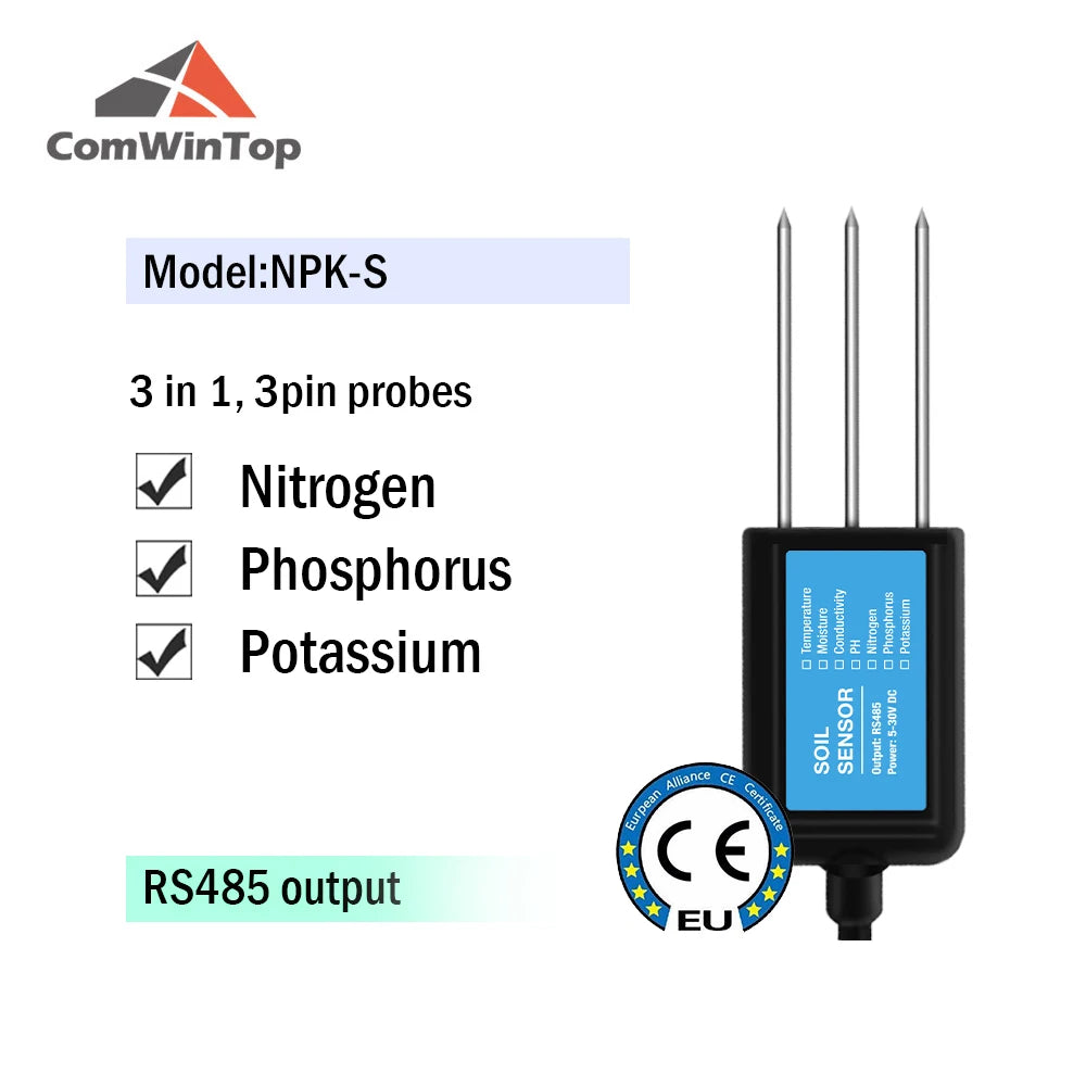 Measure Soil Moisture Temperature Humidity EC PH  NPK 4-20mA 0-5V RS485 Modbus Soil Sensor