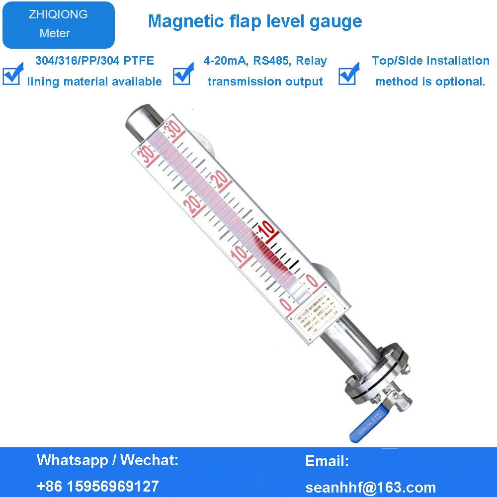 PP magnetic flap level meter stainless steel anti-corrosion magnetic flap remote transmission magnetic flap level meter