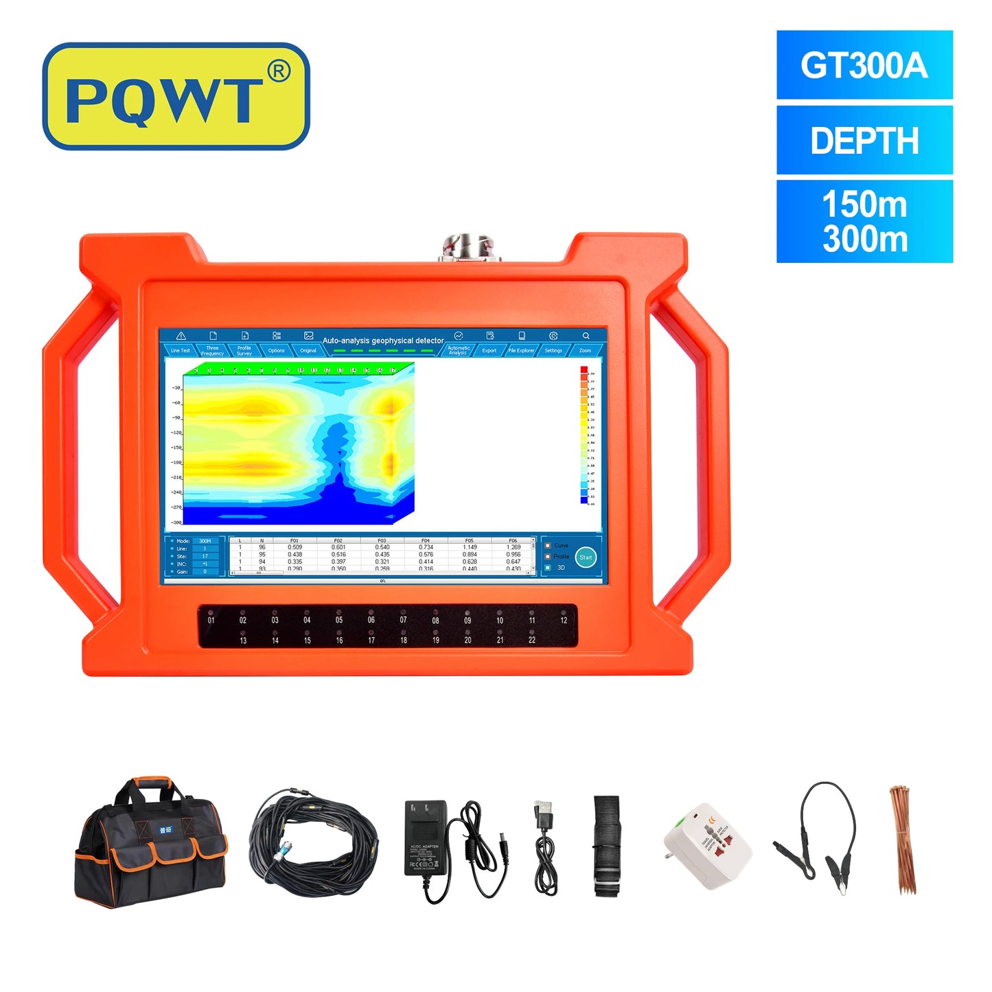 PQWT-GT150A Underground Water Detector Geophysical Equipment Auto Analysis 3D Rendering One-time Wiring